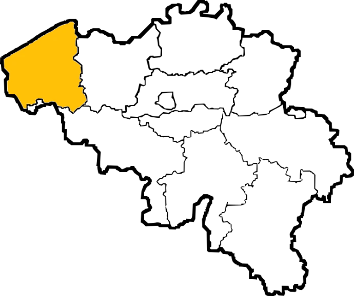 Kaart van België - West-Vlaanderen